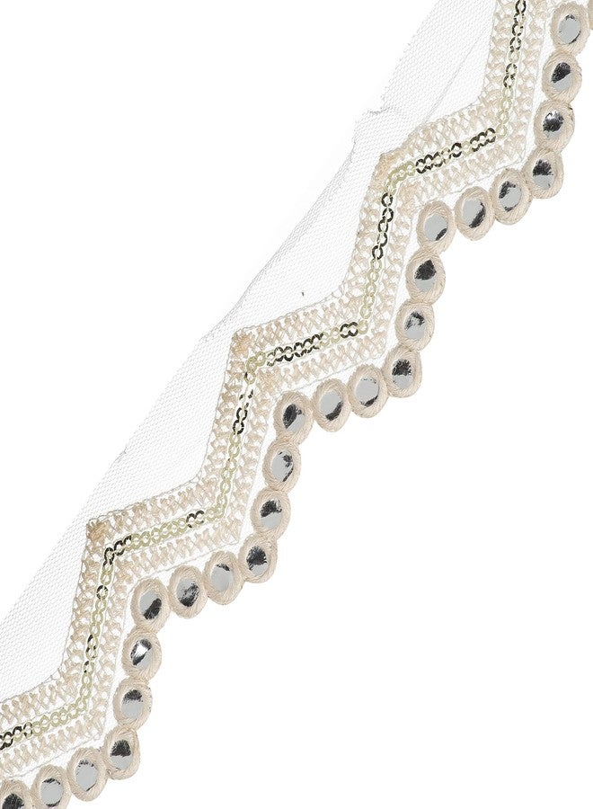 CORIOX Net Sequence Laces For Dresses, Sarees, Lehenga, Suits, Bags, Decorations, Borders. 9 Meter - Off White - Image 5